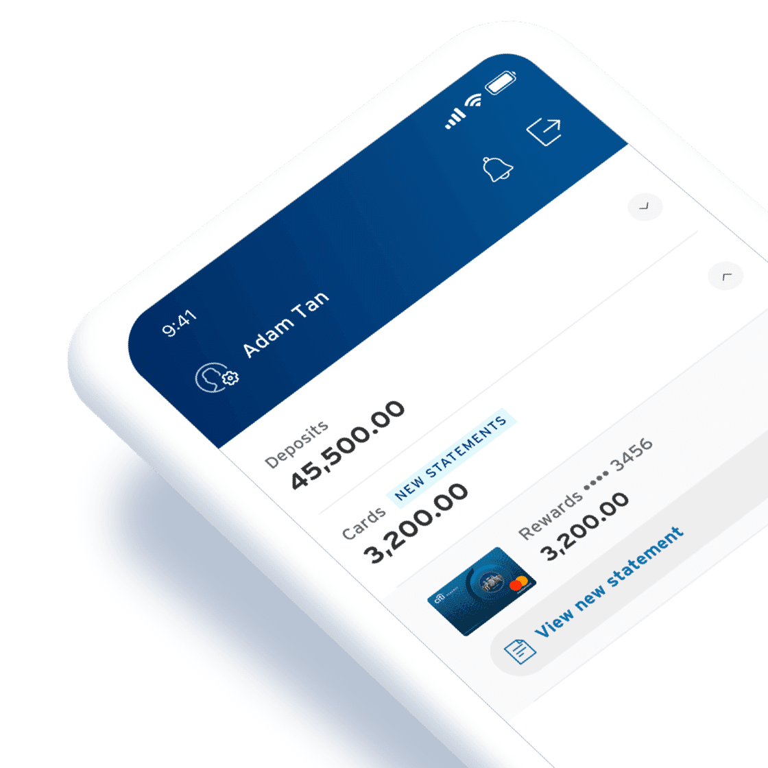Citi app supplemental banking screen