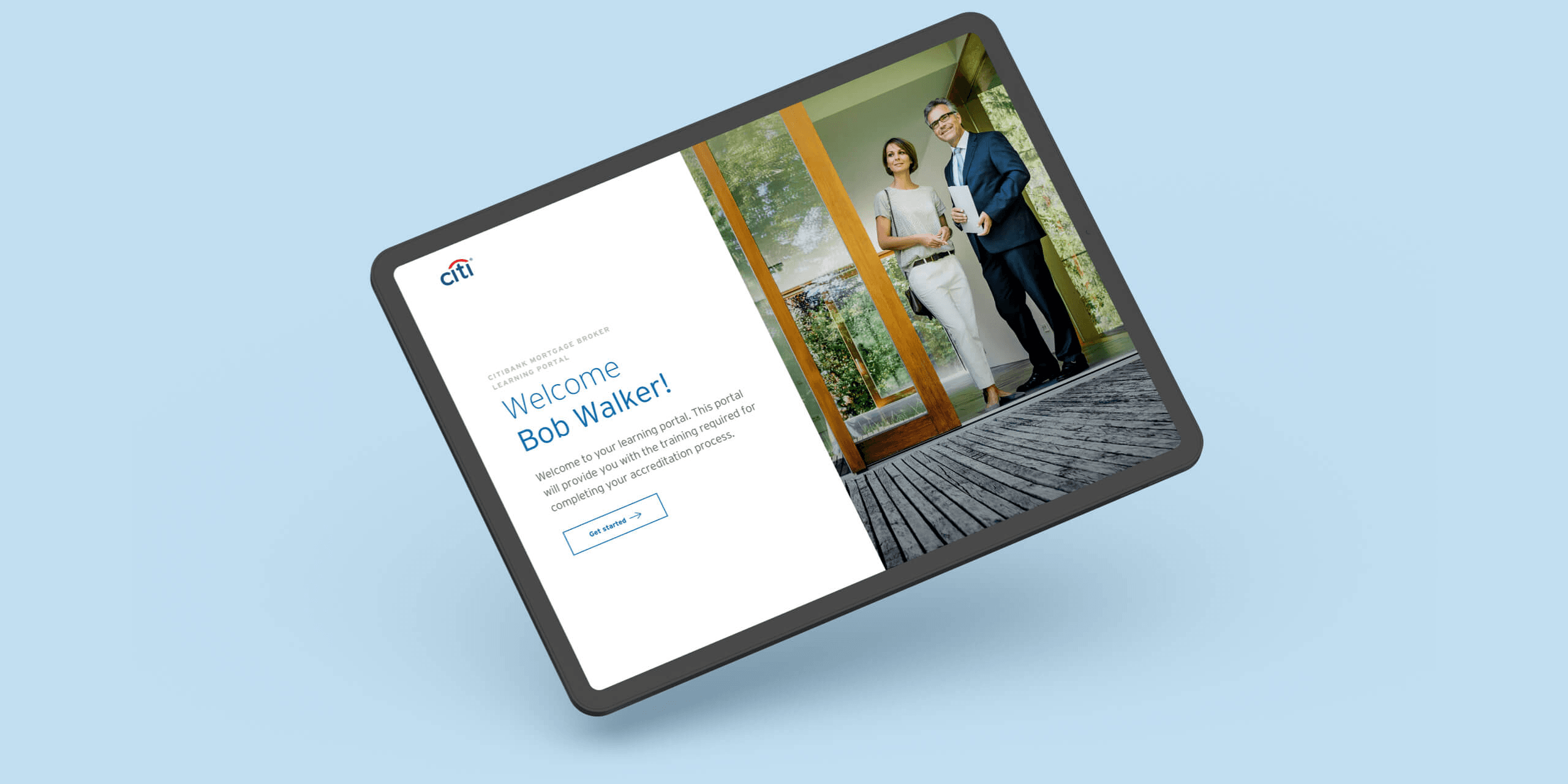 Citi mortgage broker welcome and onboarding experience on tablet